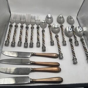 Gracious Goods GG Collection Twisted Tri-Color 17 Misc Piece Stainless Flatware